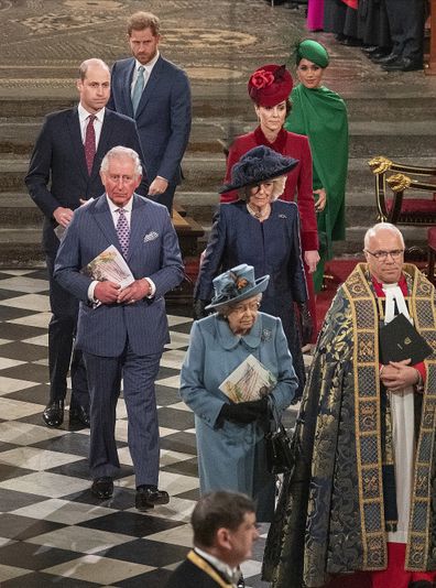 Harry and Meghan departing the Commonwealth Day service.