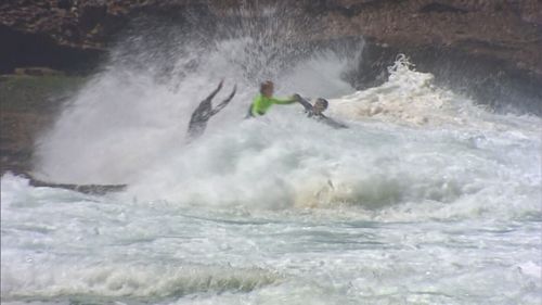 Huge surf battered beaches along the New South Wales North Coast. (9NEWS)