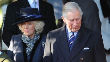 Duchess Camilla and Prince Charles outside the church. (AAP)