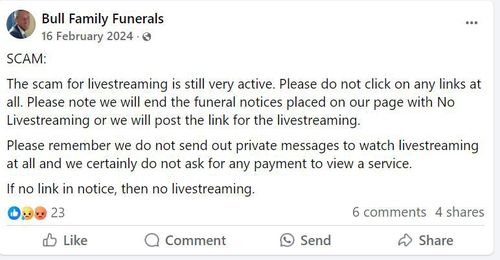 Livestream funeral scam