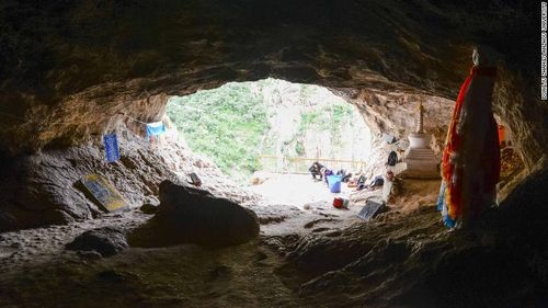 The entrance to the Baishiya Karst Cave.