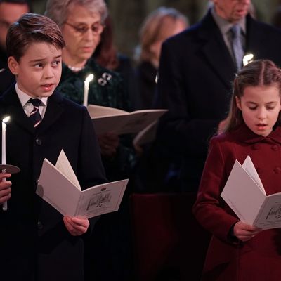 George and Charlotte join their parents at Kate's Christmas carol service, December 2022