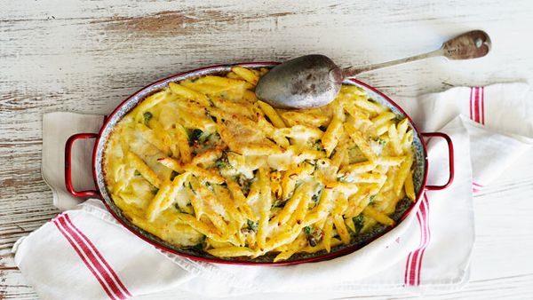 Creamy four-cheese penne