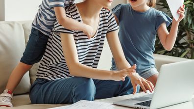 homeschooling, stressed mother, children 