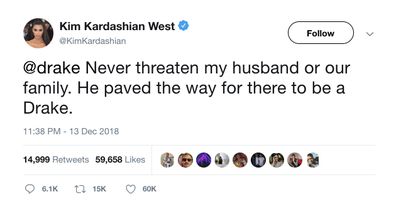 Kim Kardashian Tweets Stern Warning To Drake Amid Feud With Kanye West 9celebrity