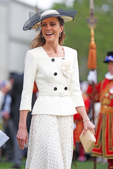 LONDON, ENGLAND - MAY 8: Catherine, Princess of Wales meets guests during a Royal Garden Party at Buckingham Palace on May 8, 2026 in London, England. (Photo by Aaron Chown - WPA Pool/Getty Images)