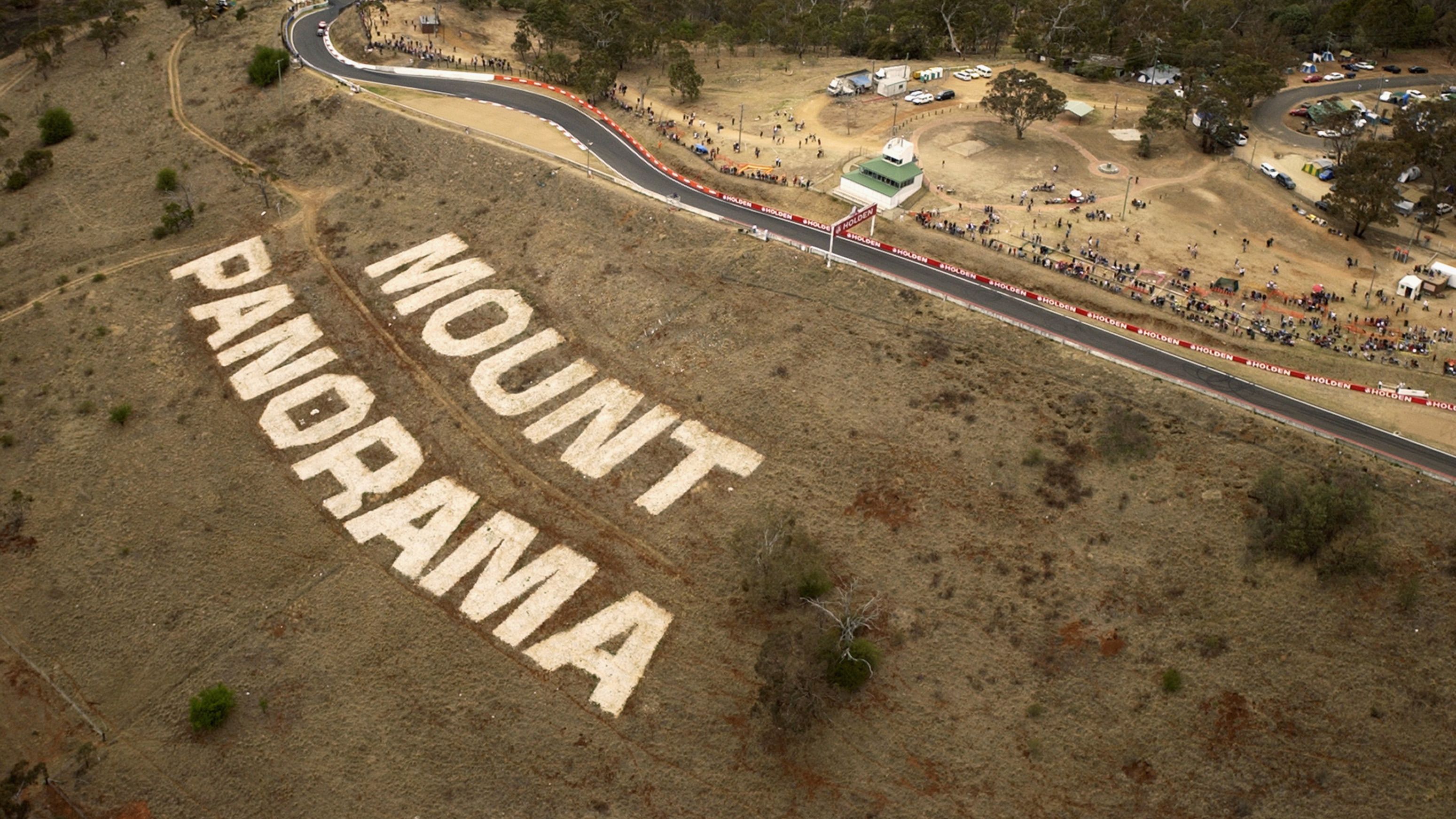 An aerial view of Mount Panorama.