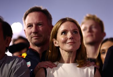 Geri Horner and Christian Horner at the F1 Grand Prix of Bahrain at Bahrain International Circuit on March 02, 2024