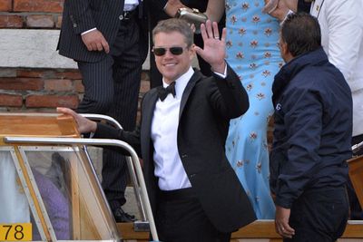 Keen bean!<br/><br/>George's good friend and fellow actor Matt Damon was the first to arrive at the exclusive hotel with wife Luciana Barroso. <br/><br/>