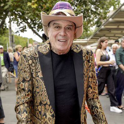 Molly Meldrum arrives at State Memorial Service for Olivia Newton-John at Hamer Hall on February 26, 2023 in Melbourne, Australia