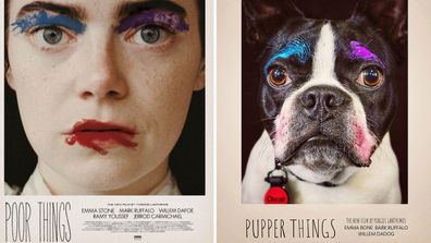 Meyer's Pet care recreates the poster for the film Poor Things