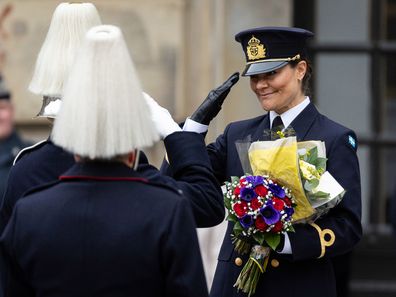 STOCKHOLM, SWEDEN - MARCH 12: Crown Princess Victoria of Sweden attends The Crown Princess' Name Day celebrations at The Royal Palace on March 12, 2025 in Stockholm, Sweden. (Photo by Michael Campanella/Getty Images)