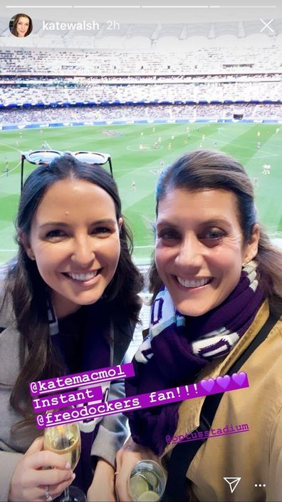 Kate Walsh wore a Fremantle Dockers scarf at the AFL Western Derby