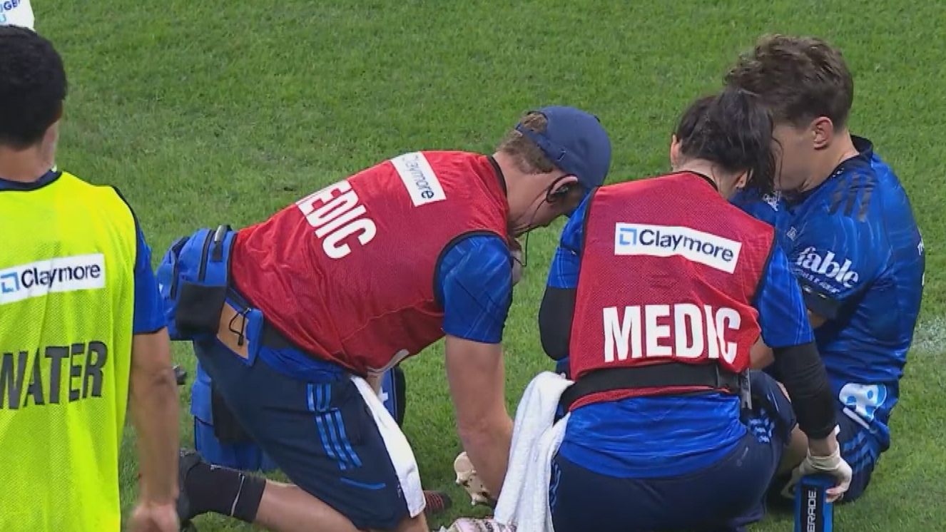 Injury scare for Beauden Barrett after limping off with a bloodied foot