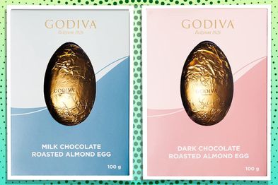 9PR: GODIVA Roasted Almond Easter Egg, Dark Chocolate and Milk Chocolate, 100g