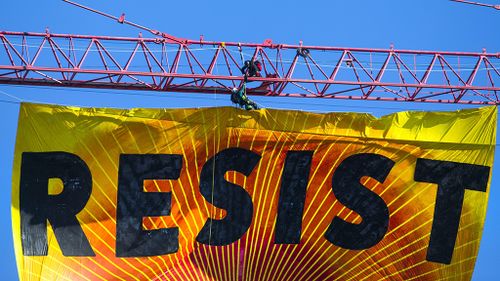 The 20 metre by 10 metre crane was hand painted. (AAP)