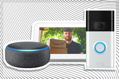 9PR: Smart Home Starter Bundle with Ring Video Doorbell 3, Echo Dot (3rd Gen) and Echo Show 5 (2nd Gen), Glacier White