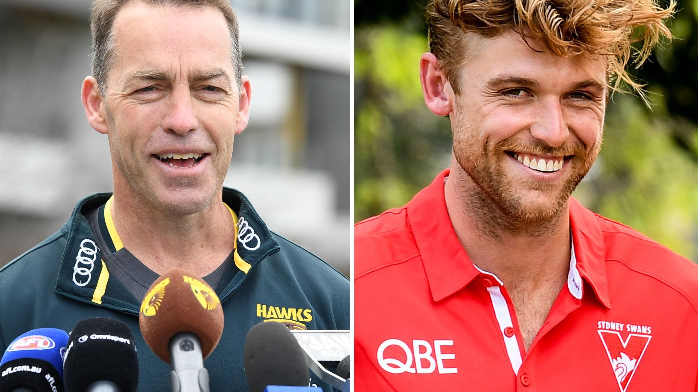Dane Rampe ribs umpire about meeting with Hawthorn coach Alastair Clarkson