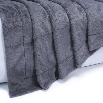 Faux Fur Throw (Grey)  Kmart