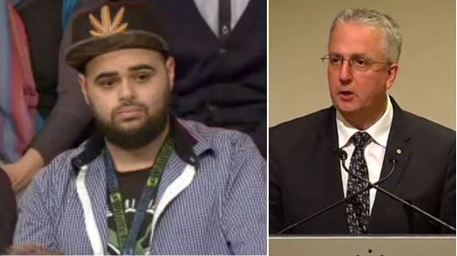 Zaky Mallah and ABC chief Mark Scott. The public broadcaster has come under fire for allowing the Victorian on its Q&amp;A program. (ABC TV)