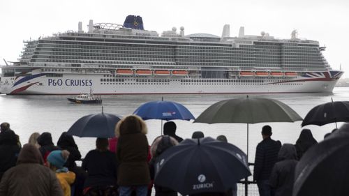 P&O cruise ship Iona arrives in Southampton, England where cruising has resumed.