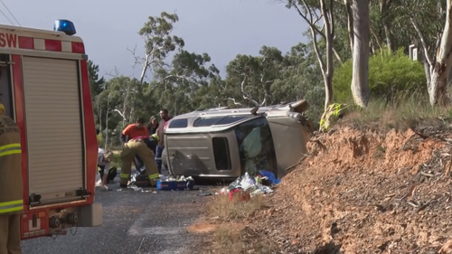 A woman and three children were injured, one critically, after a car roll-over in the NSW Central Tablelands.