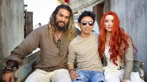 Amber Heard posted a picture with Jason Momoa and James Wan. (Instagram/Amber Heard) 