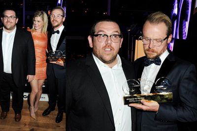 Nick Frost, Alice Eve and Simon Pegg.