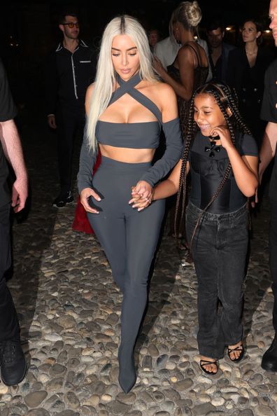 Kim Kardashian and North West are seen out in Portofino on May 20, 2022 in Portofino, Italy. 