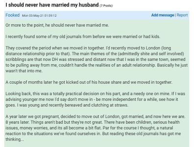 The woman discovered her husband's old journals and made a shocking realisation.