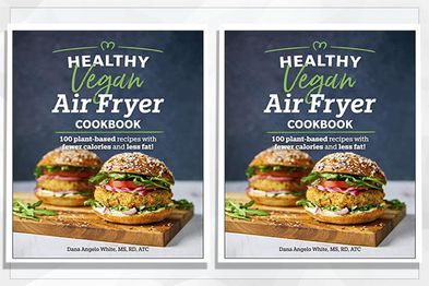 9PR: Healthy Vegan Air Fryer Cookbook: 100 Plant-Based Recipes with Fewer Calories and Less Fat, by Dana Angelo White book cover