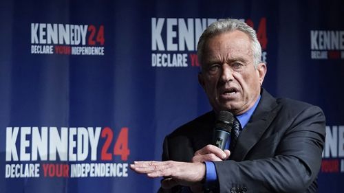 Presidential candidate Robert F. Kennedy Jr., speaks during a campaign event at the Adrienne Arsht Center for the Performing Arts of Miami-Dade County, Thursday, Oct. 12, 2023, in Miami.