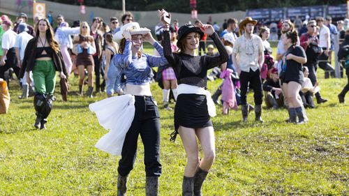 Festival-goers are seen during Splendour in the Grass 2022 at North Byron Parklands on July 23, 2022 in Byron Bay, Australia.