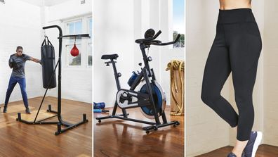 Aldi fitness sale: boxing bag, bike, tights