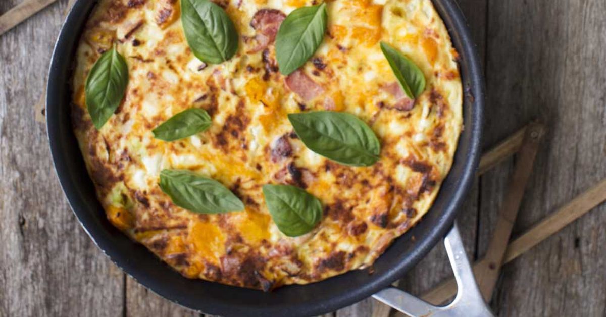Bacon, caramelised pumpkin and feta frittata - 9Kitchen