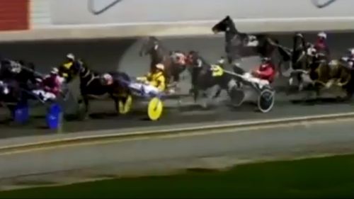 A 72-year-old harness racer suffered a suspected heart attack and fell from his cart.
