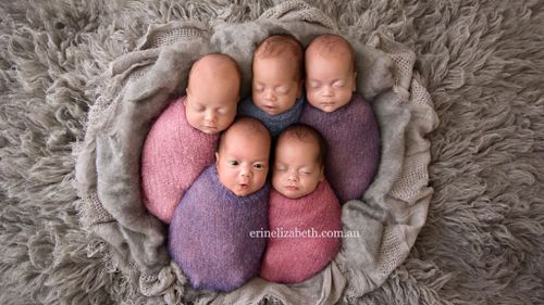 The couple were already parents to a son and two daughters under the age of five before welcoming the girls. (Erin Elizabeth Photography)