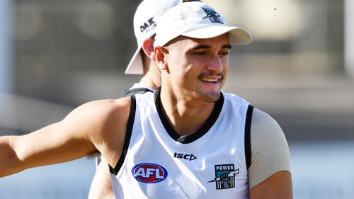 Port Adelaide FC midfielder Sam Powell-Pepper was handed a three-match ban by the AFL Integrity Unit for an alleged altercation between him and a woman in an Adelaide nightclub earlier this month. Picture: AAP.