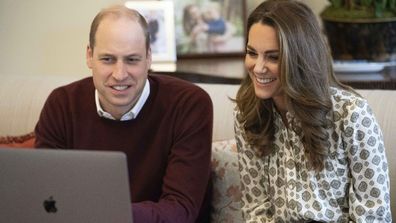 Prince William and Kate on a Zoom call.