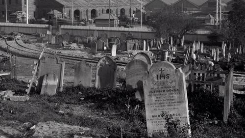 The cemetery became overgrown and was then abandoned until Central station began construction in 1901.