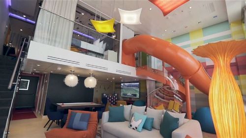 An eight-bedroom, 125-square-metre Ultimate Family Suite is also on offer for $110,000 AUD for seven days that features an indoor slide. Picture: 9NEWS.