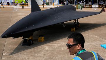 Chinese People&#x27;s Liberation Army Air Force displays its high-altitude supersonic drone. the WZ-8 