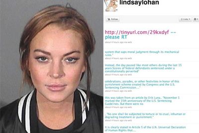 Lindsay Lohan went on a Twitter freak-out in 2010, seemingly comparing a 90-day prison sentence to Iranian women stoned to death. WTF?!<br/><br/>(Images: Splash/Twitter)