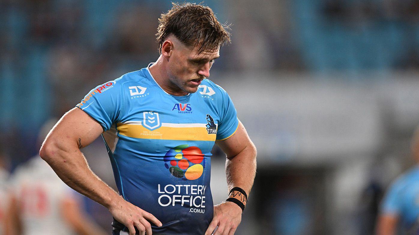 A dejected AJ Brimson after Gold Coast Titans&#x27; round one loss to the St George Illawarra Dragons.