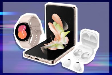 9PR: Samsung Galaxy Z Flip 4 256GB (Pink) + Watch 5 40mm (Pink) + Buds2 Pro (White) - Ecosystem Bundle