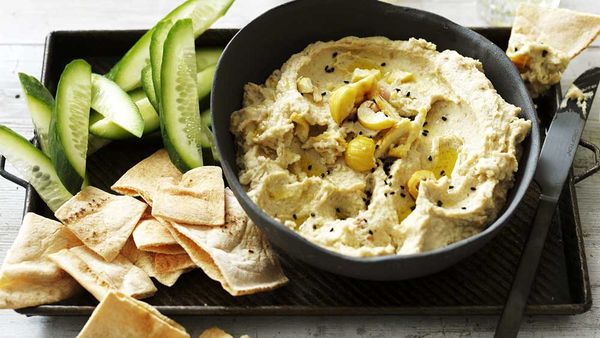 Quick chestnut hummus dip by Chestnuts Australia