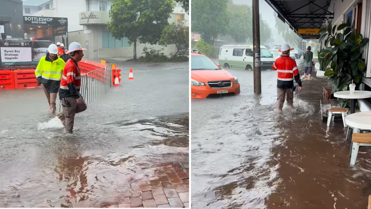Heavy rain and storm clouds over Byron Bay