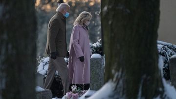 President-elect Joe Biden and his wife Jill Biden arrive at St. Joseph on the Brandywine Roman Catholic Church in Wilmington, Del., Friday, Dec. 18, 2020.