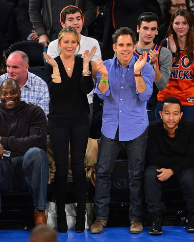 <<attends the Los Angeles Lakers vs New York Knicks game>> at Madison Square Garden on December 13, 2012 in New York City.