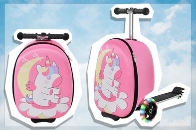 9PR: Baby Joy Kids Ride-on Suitcase Scooter, Pink Unicorn